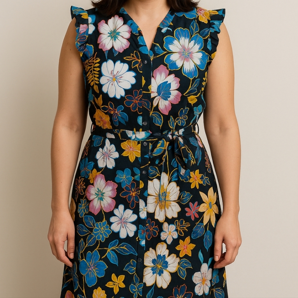 RACHEL Rachel Roy Floral Dress - Black, Blue, Yellow